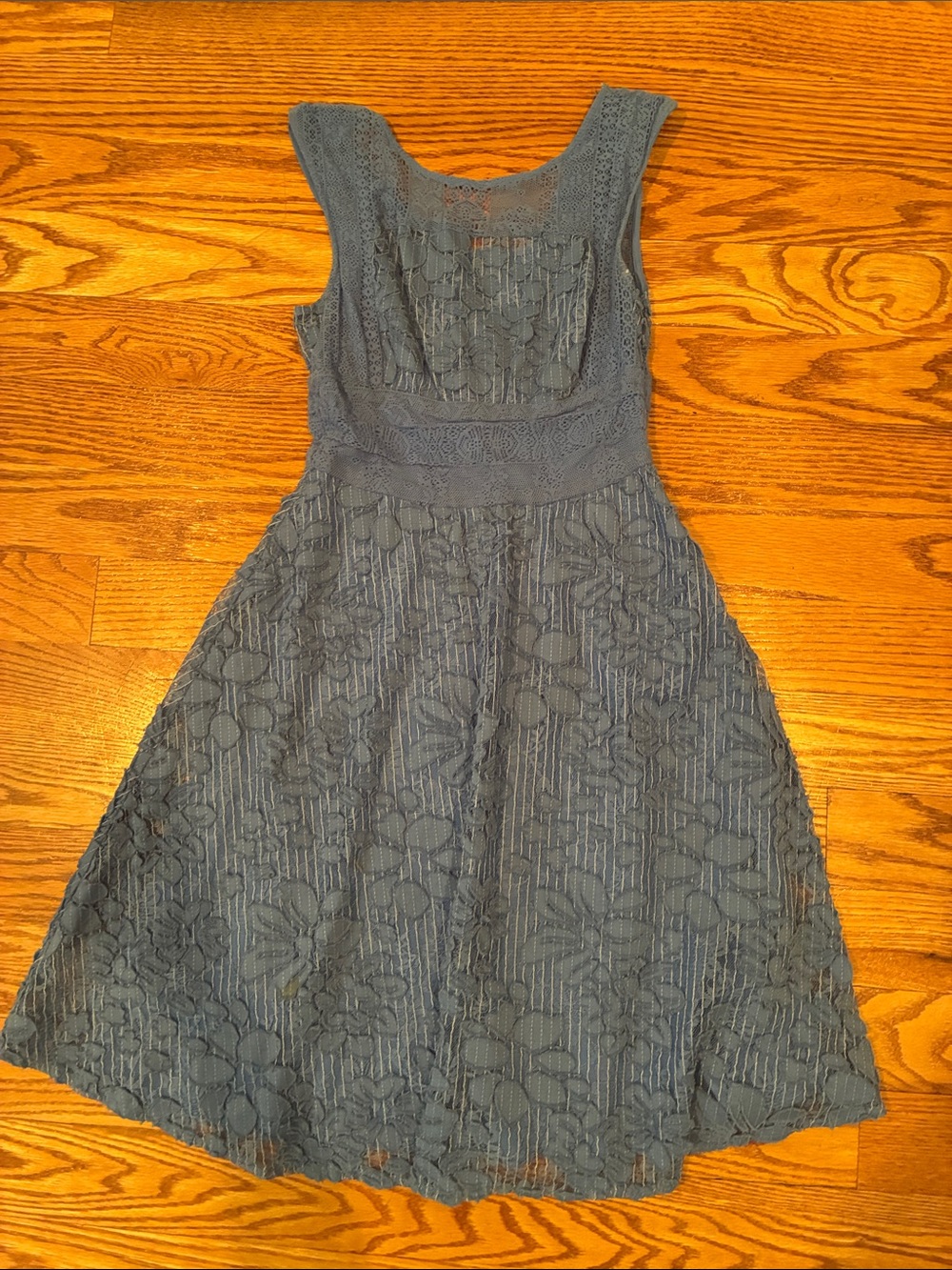 Moulinette soeurs size 2 Sleeveless Floral Lace A-Line Dress - Blue